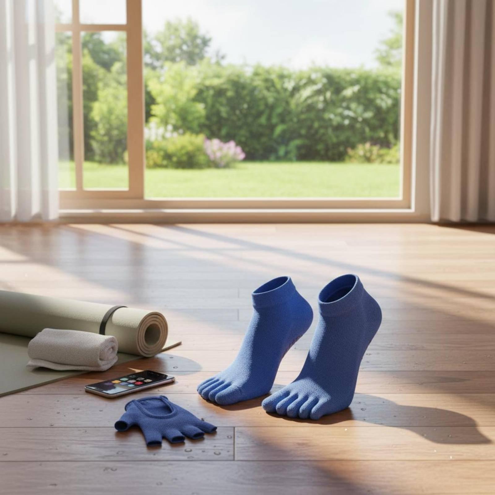 Pilates Yoga Exercises - Chaussettes de sport antidérapantes pour femmes,