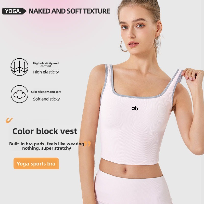Pilates Yoga Wrap Top - Débardeur de yoga côtelé pour femmes,