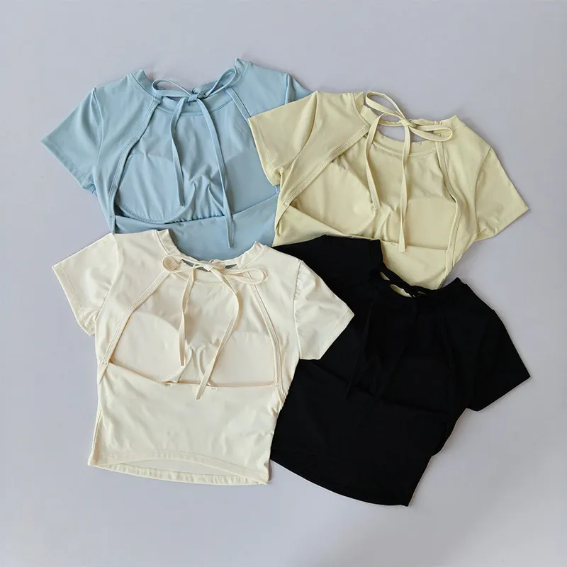 Pilates Yoga Wrap Top - Haut de sport moulant à séchage