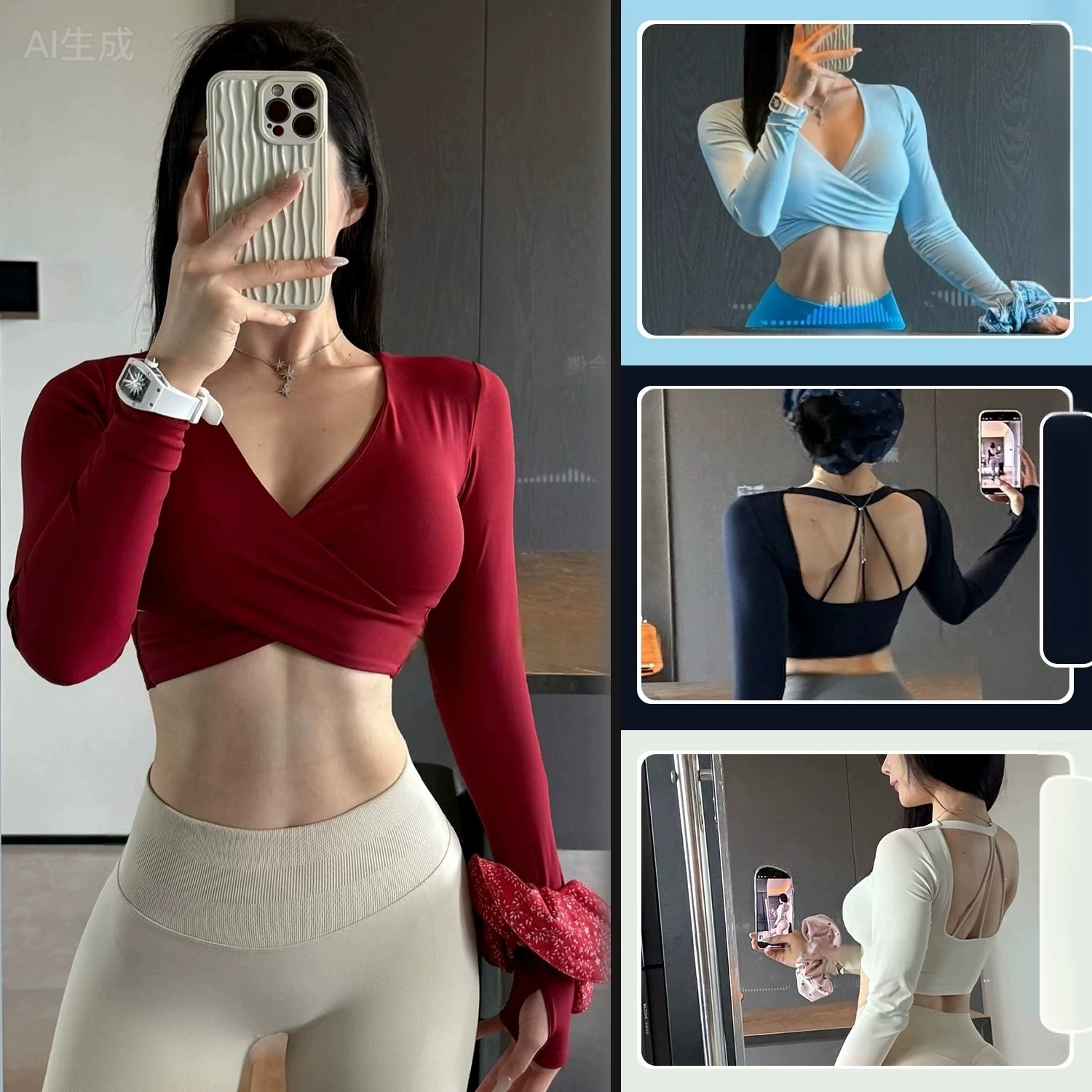 Haut de sport moulant à manche - Pilates Yoga Wrap Top avis et prix